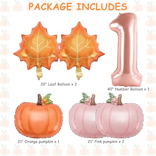 Little Pumpkin 1st Birthday Foil Balloon Set - 6 Piece Fall Party Decor