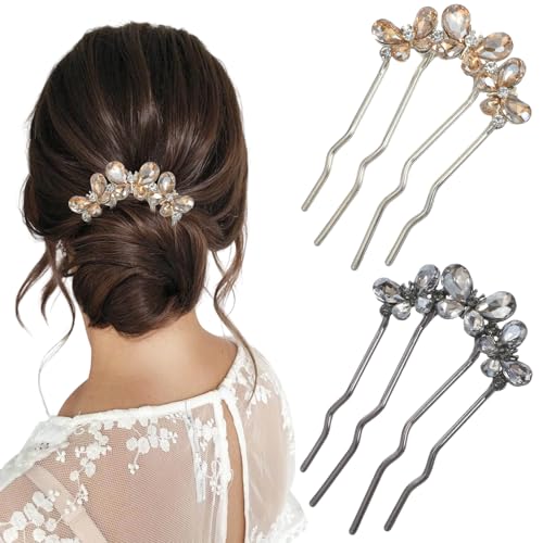 Bremorou U Shaped Pearl Hair Pins for Buns & French Twists 2Pcs