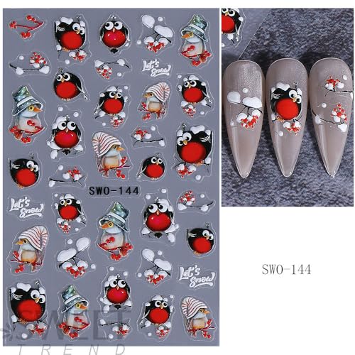 3D Bird Nail Art Stickers Self-Adhesive Winter Decals - 3 Pack
