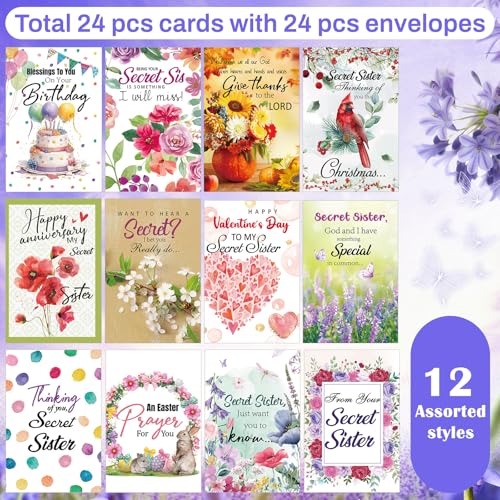 24 Assorted Christian Greeting Cards with Envelopes & Stickers