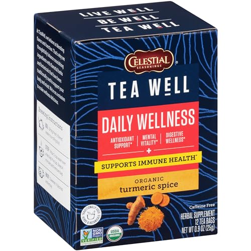 Organic Turmeric Spice Wellness Tea – Herbal Tea for Daily Support, 12 Bags
