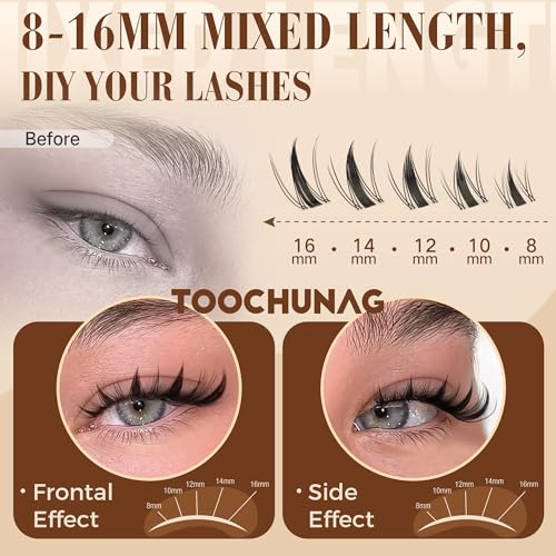 TOOCHUNAG Manga Lash Clusters DIY Individual Eyelash Extensions CC Curl