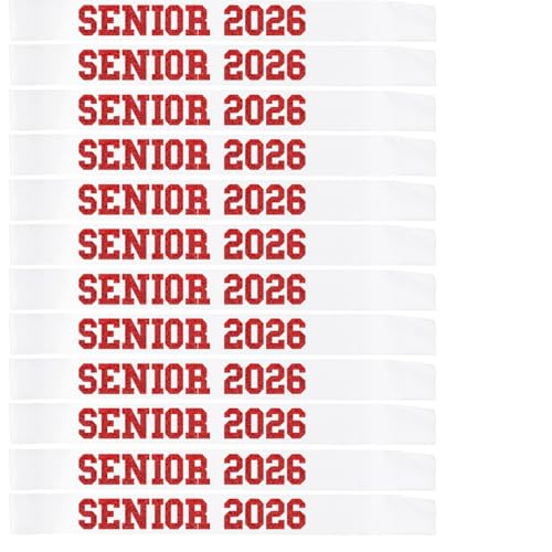 Senior 2026 Graduation Sashes - 12pcs White with Red Glitter