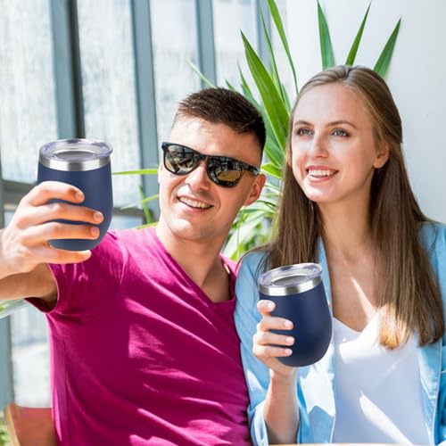 StarSpeed 12oz Insulated Stainless Steel Wine Tumbler, Navy Blue