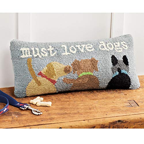 Mud Pie Must Love Dogs Hook Pillow, Gray
