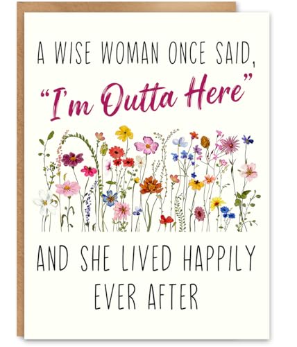 Funny Retirement Card for Women with Kraft Envelope & Gold Seal