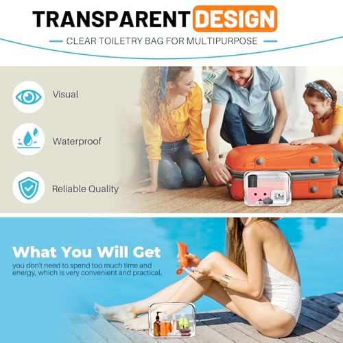 EASYFUN Clear TSA Approved Travel Toiletry Bag 2-Pack Quart Size