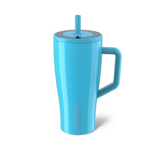 BrüMate Era 30 oz Tumbler with Handle and Straw | 100% Leakproof Insulated Tumbler with Lid and Flexible SoftSip Straw | Made of Stainless Steel | Cup Holder Friendly Base | 30oz (Electric Blue)