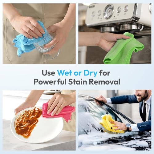 Tekswip Assorted Microfiber Cleaning Cloths 12 Pack 12x12 Inch Reusable & Lint-Free