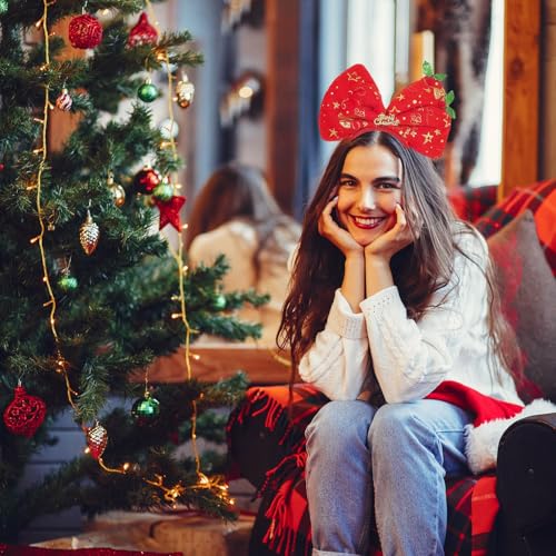 JUTTIRA Christmas Big Red Bow Headband Oversized Holiday Hair Accessory
