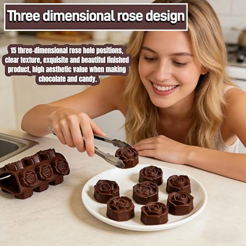 2PCS Rose Silicone Mold Set - 15-Cavity Non-Stick Baking Mold