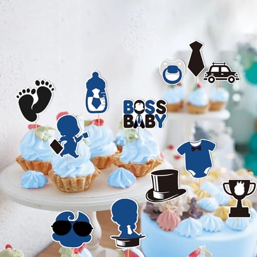 24pcs Baby Boy Cake Toppers - Cute Cartoon Designs for Parties