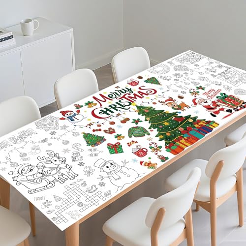 Christmas Giant Coloring Poster 30x72 Inch Craft Tablecloth for Holiday Activities