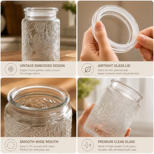 23.7oz Custde Airtight Glass Jar with Sunflower Design