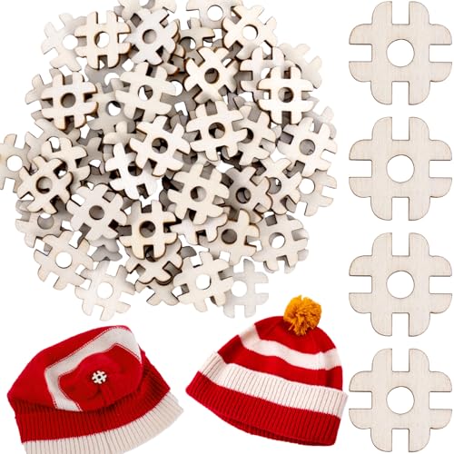 BEIQIYA 60pcs Wooden Hat Pom Pom Buttons, Removable Fasteners