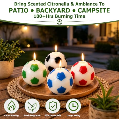 Citronella Candles for Outdoor & Indoor Use - 120 Hour Burn Time, 4 Pack
