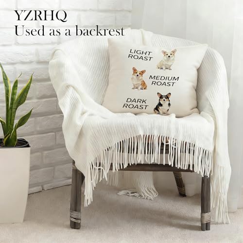 Coffee Welsh Corgi Pillow Cover 18x18 - Double-Sided Decorative Pillowcase