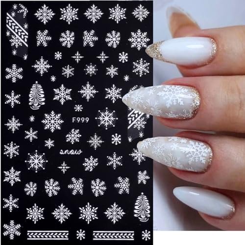 Snowflake Nail Art Stickers, Winter Decals 3D Self-Adhesive Gold