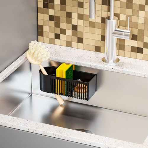 SuoXing Black Rustproof Sink Sponge Holder with Suction Cup