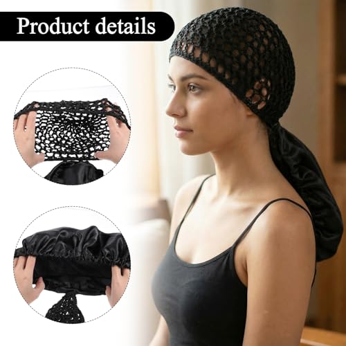 2-in-1 Reversible Adjustable Wrap Cap Bonnet with Scarf for Curly Hair
