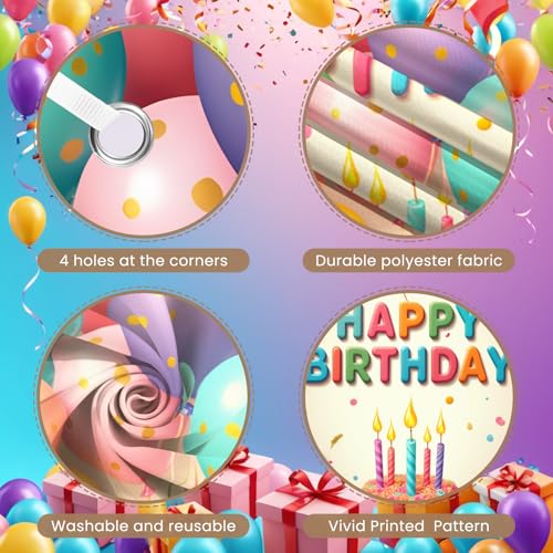 Happy Birthday Door Banner - Colorful Party Backdrop for Kids & Adults