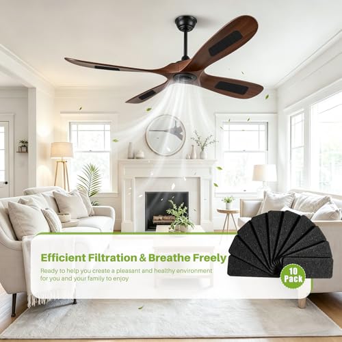 Fanluter 10 Pack Ceiling Fan Filters - Activated Carbon Odor Eliminators