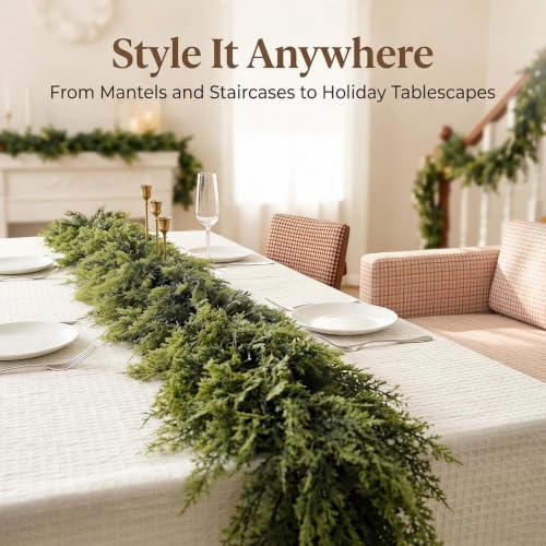 2-Pack 9FT Two-Tone Artificial Cedar Garland for Holiday Decor