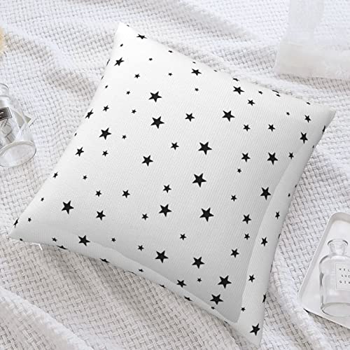 VARUN Black Stars Double-Sided Pillow Cases 18x18in - Elegant Plush Cushion Covers for Sofa & Bed