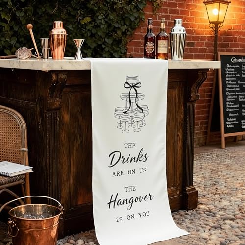 Tegeme Fabric Wedding Bar Sign | Rustic Signature Drinks Decor 60x24