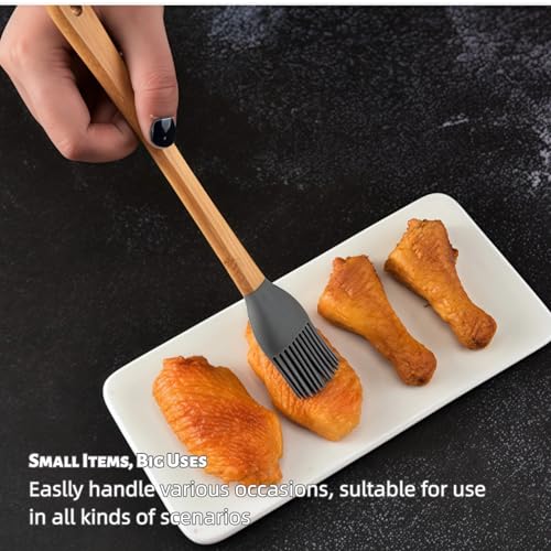 5-Piece Silicone Spatula Set with Bamboo Handles - Heat Resistant & Non-Stick Kitchen Utensils