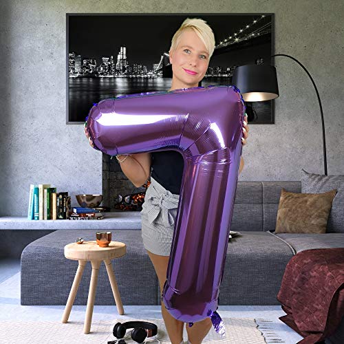 DIWULI 40 Inch Purple Number 7 Foil Balloon for Birthday Party