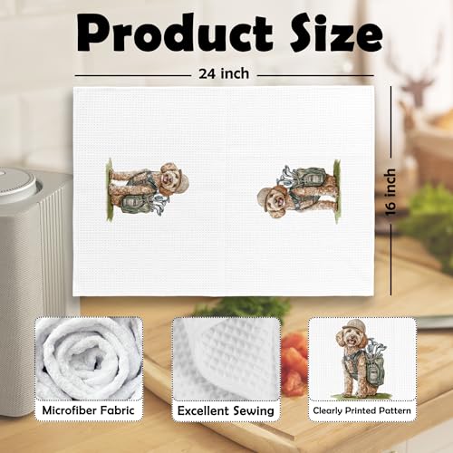 Funny Goldendoodle Golf Kitchen Towels - Set of 2, 16x24in
