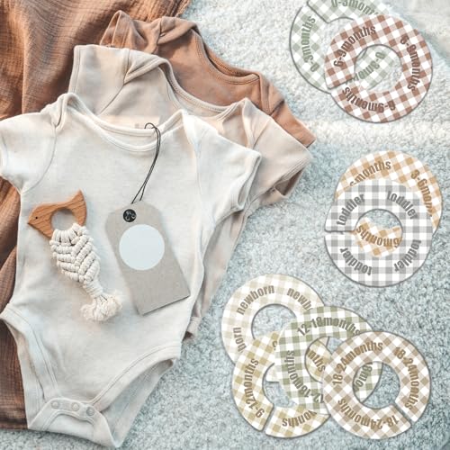 Baby Closet Dividers - 8-Piece Round Size Labels for 1.5" Rods