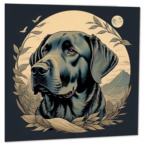 Black Labrador Greeting Card 145mm x 145mm Dog Note Card