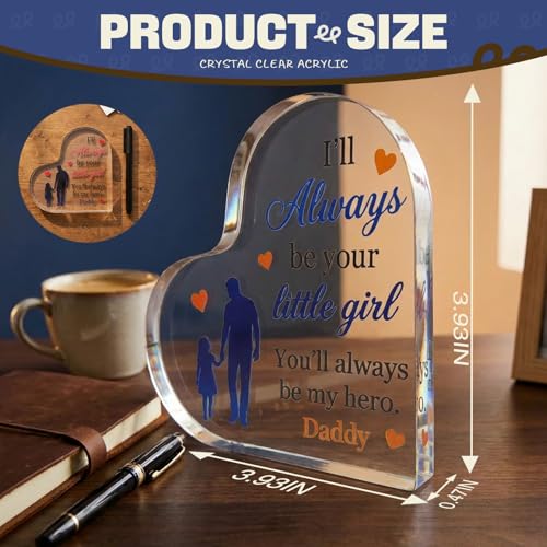 Heart-Shaped Acrylic Dad Plaque - Perfect Gift from Daughter