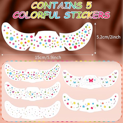 Rainbow Pride Glitter Freckles Face Tattoo 5-Pack