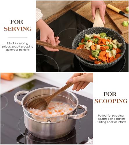 Acacia Wood Cooking Spoons - 2PCS Durable Kitchen Utensils