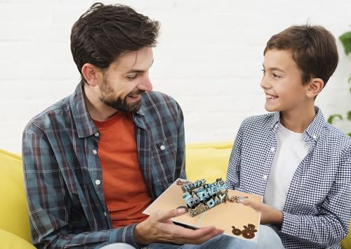 JUESMOS 3D Pop Up Father's Day Card for Dad, Mech Machine Greeting Card