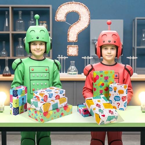 Pineraap Robot-Themed Wrapping Paper Set - 12 Sheets, 20"x28"