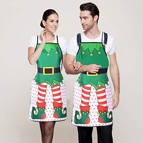 2 Pack Christmas Elf Aprons - Cute Adjustable Kitchen Chef Bibs for Holiday Cooking