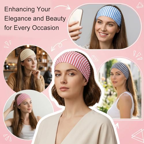 Mabor 4-Pack Striped Workout Headbands for Women Non-Slip Wide Hair Bands