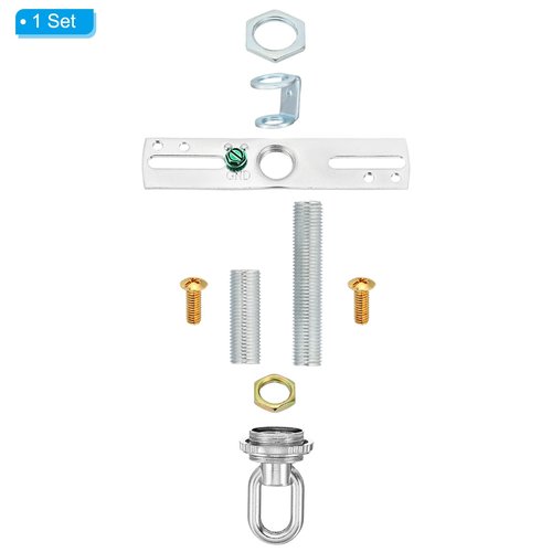 PATIKIL 4" Universal Light Fixture Cross Bar Kit, 1/4 IP Center Ceiling Light Plate Mounting Bracket Canopy Hardware Repair Set with Screw Loop, Nickel Color