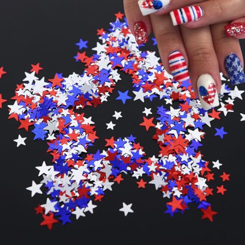 4th of July Nail Art Glitter Sequins 12-Grid Star Decals