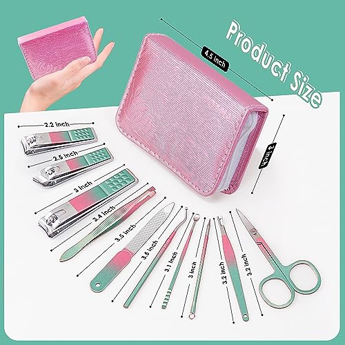 WOAMA 10-Piece Manicure Set Stainless Steel Travel Nail Kit Rainbow