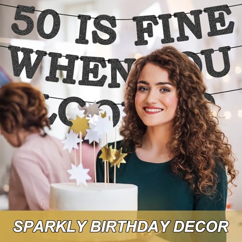 50th Birthday Banner - Pre-Assembled Glitter Wall Decor