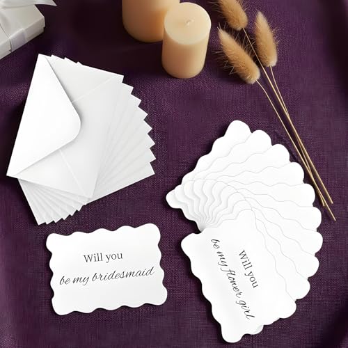 Bridesmaid Proposal Cards Set with Envelopes - White Wave Cut