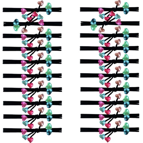 MaryLavender Thick Hair Ties with Heart Beads 20 Pack Ponytail Holders