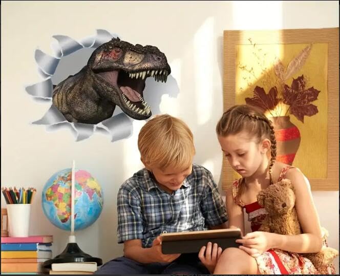 3D Dinosaur Toilet Lid and Tank Decal - Self-Adhesive Bathroom Wall Sticker