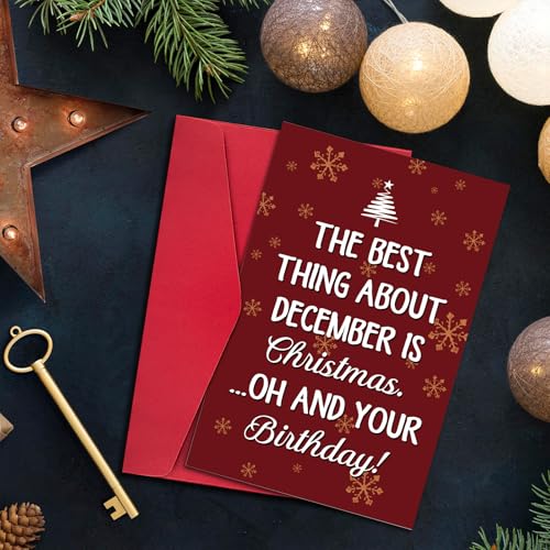 Funny December Birthday Card for Men & Women - Christmas Humor