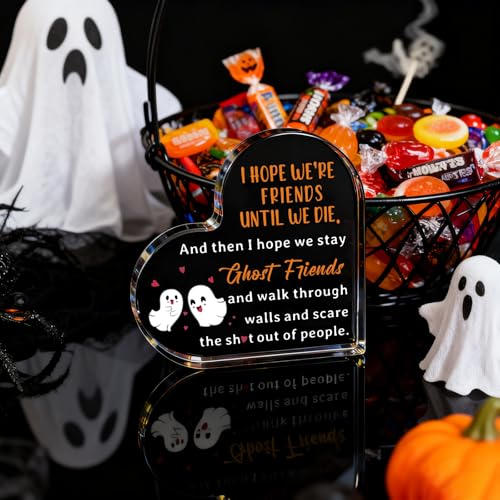 Best Friend Boo Basket Stuffers - Heart-Shaped Ghost Plaque